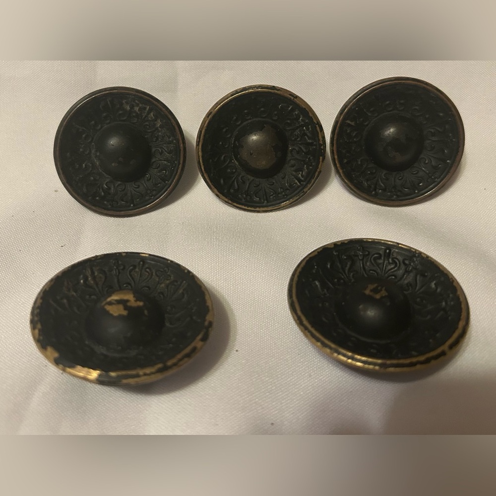 Set of 5 Black and Gold Decorative Drawer Knobs